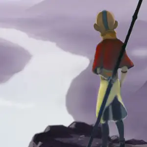 Aang en el templo del sur